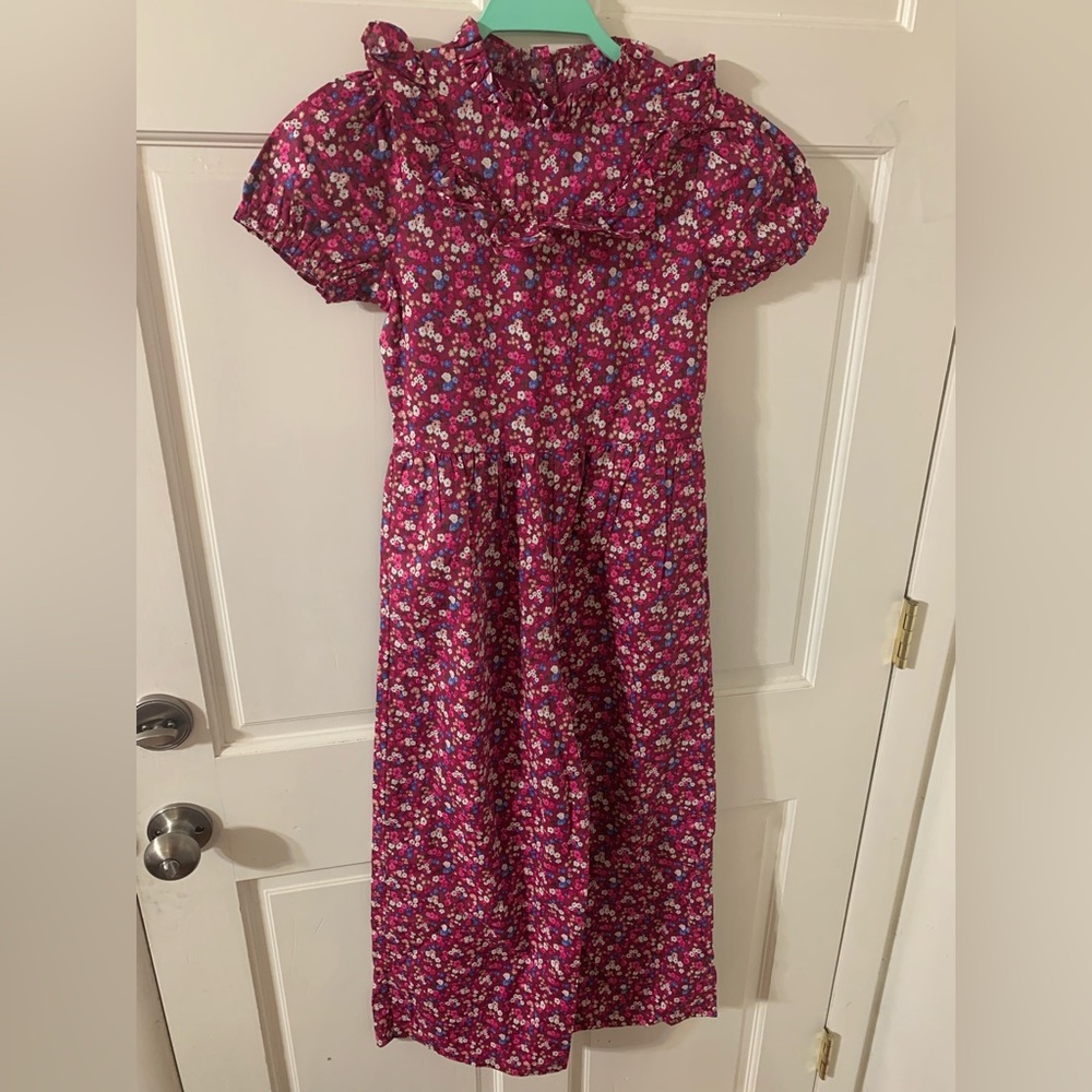 NWT Janie & Jack Dark Berry Vintage Floral Wide Leg 100% Cotton Jumpsuit 10